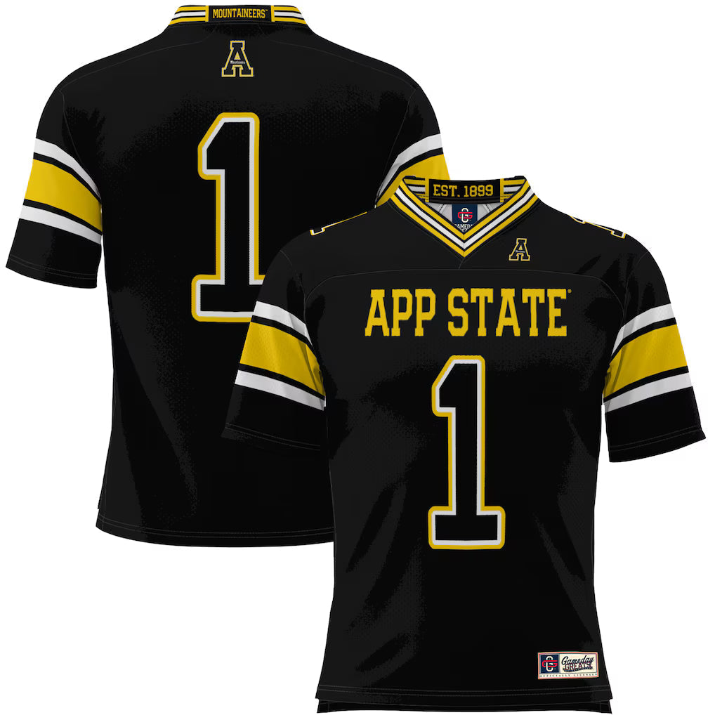 #1 Appalachian State Mountaineers GameDay Greats Endzone Football Jersey - Black