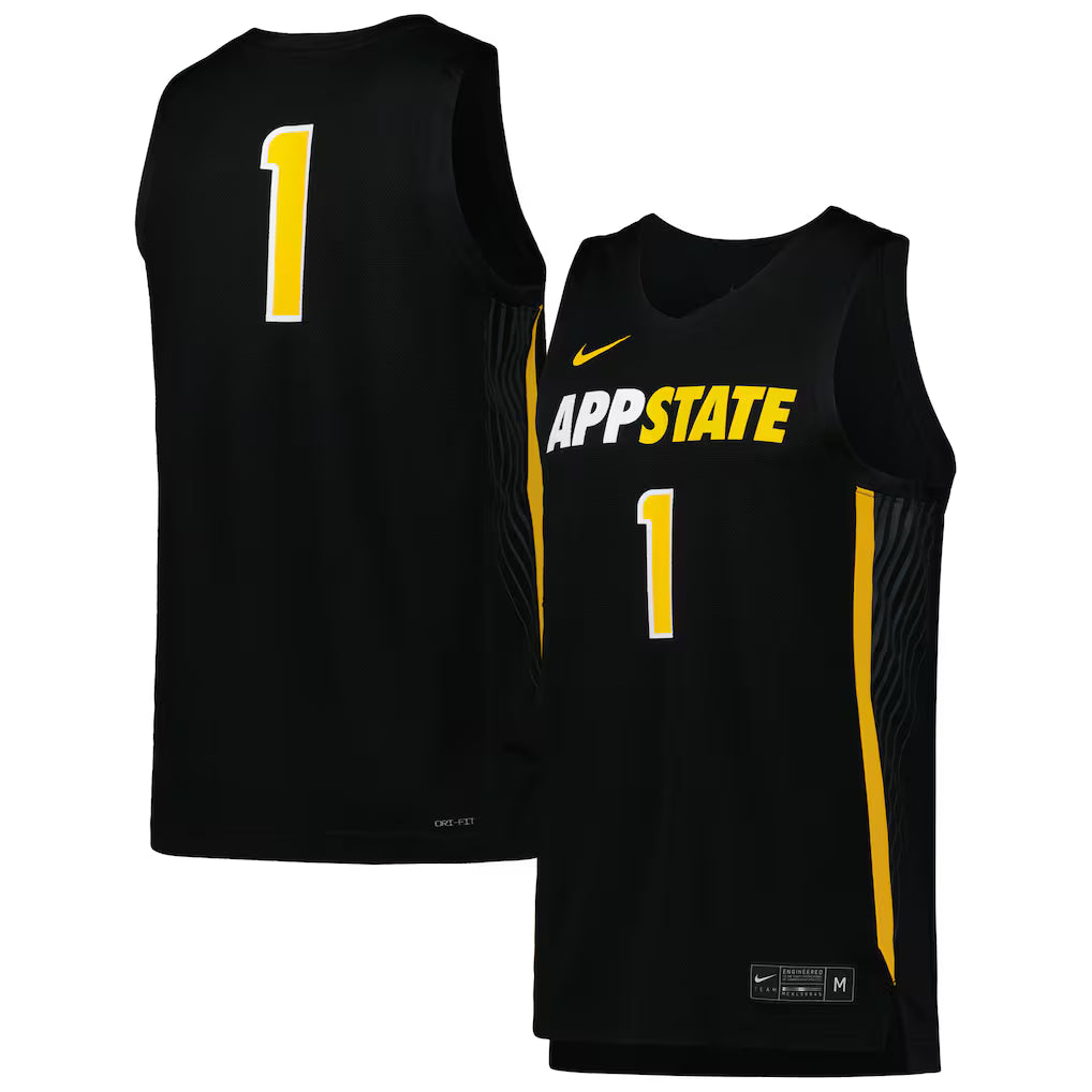 #1 Appalachian State Mountaineers Basketball Jersey - Black