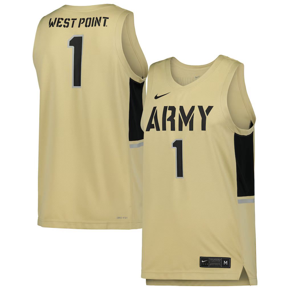 #1 Army Black Knights Team Basketball Jersey - Gold