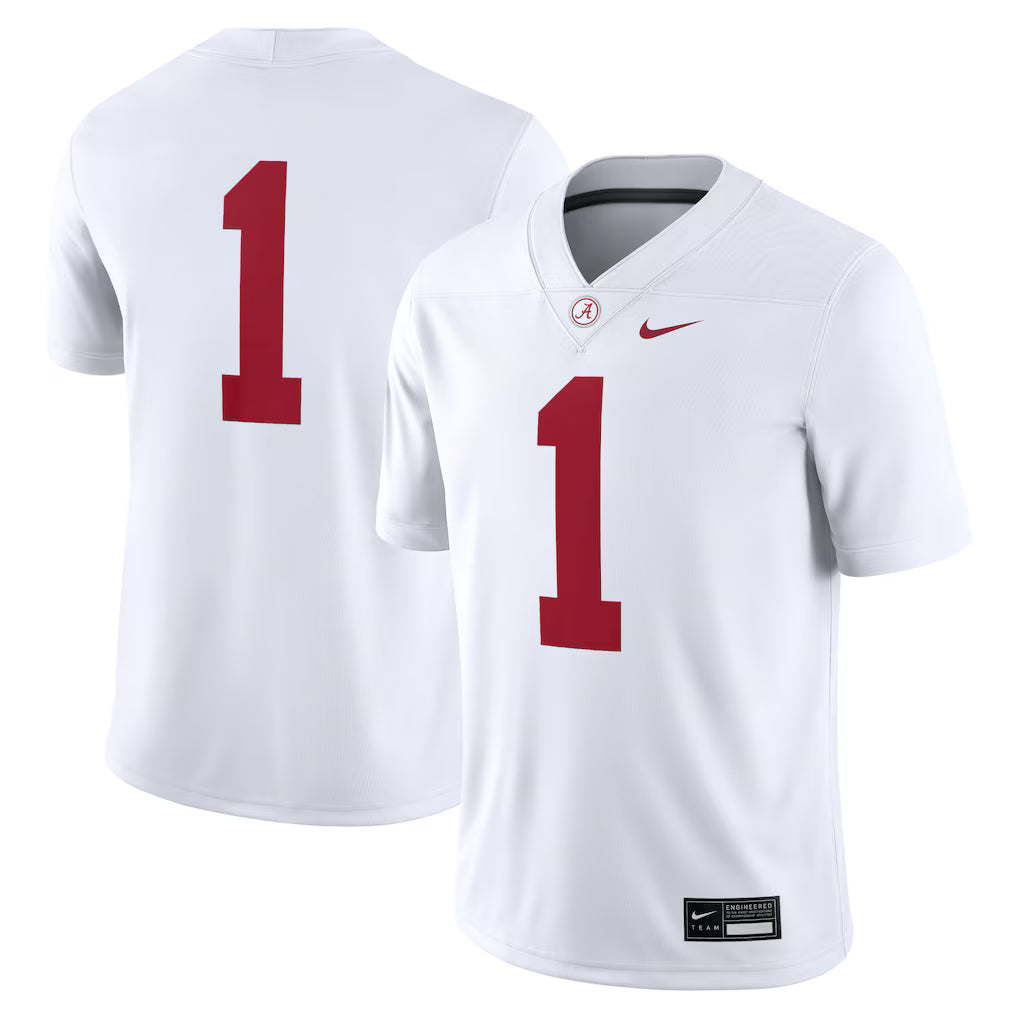 #1 Alabama Crimson Tide Game Jersey - White